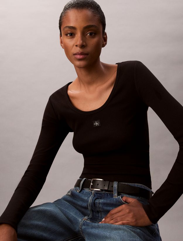 Ribbed Cotton Long Sleeve Top