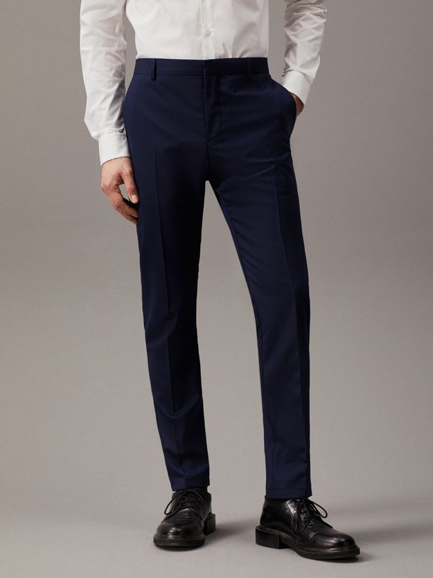 Slim Wool Stretch Suit Trousers