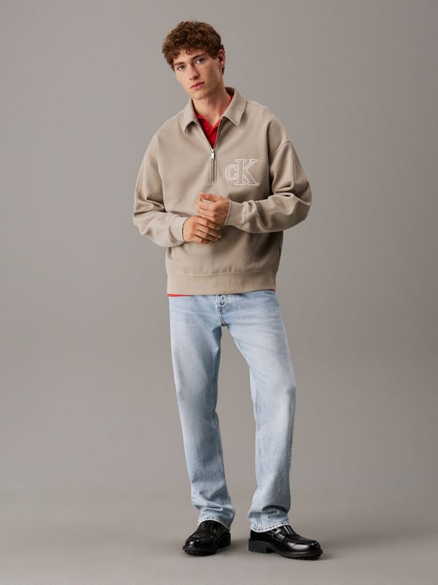 Double Rib Logo Zip Polo Shirt