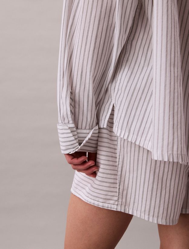 Cotton Poplin Pyjama Button-Down Shirt
