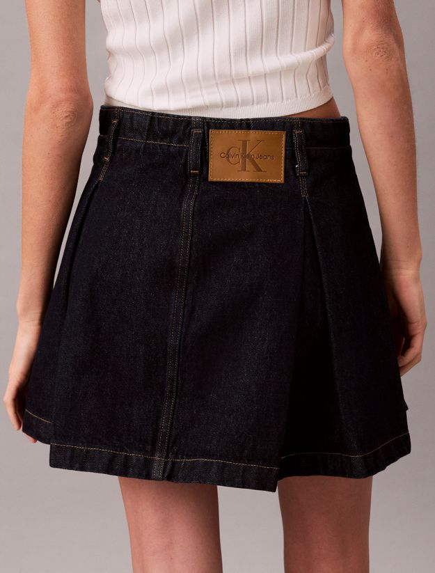 Pleated Denim Skirt