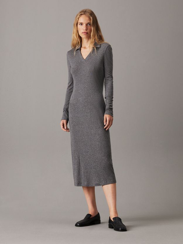 Slim Wool Lyocell Polo Dress