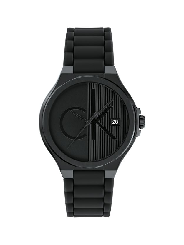 Black Plated Steel Silicone Strap Watch