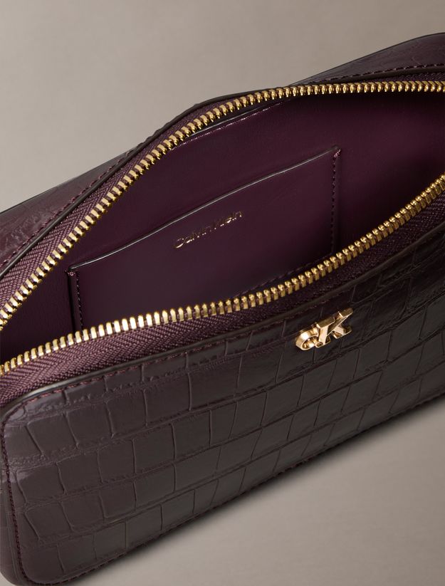 Croc-Effect Crossbody Camera Bag