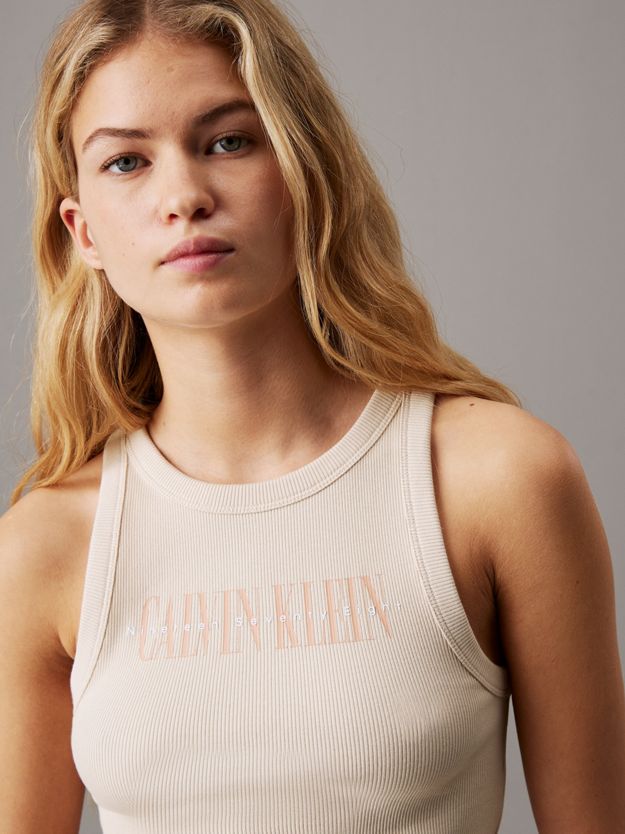 Ribbed Cotton Logo Tank Top