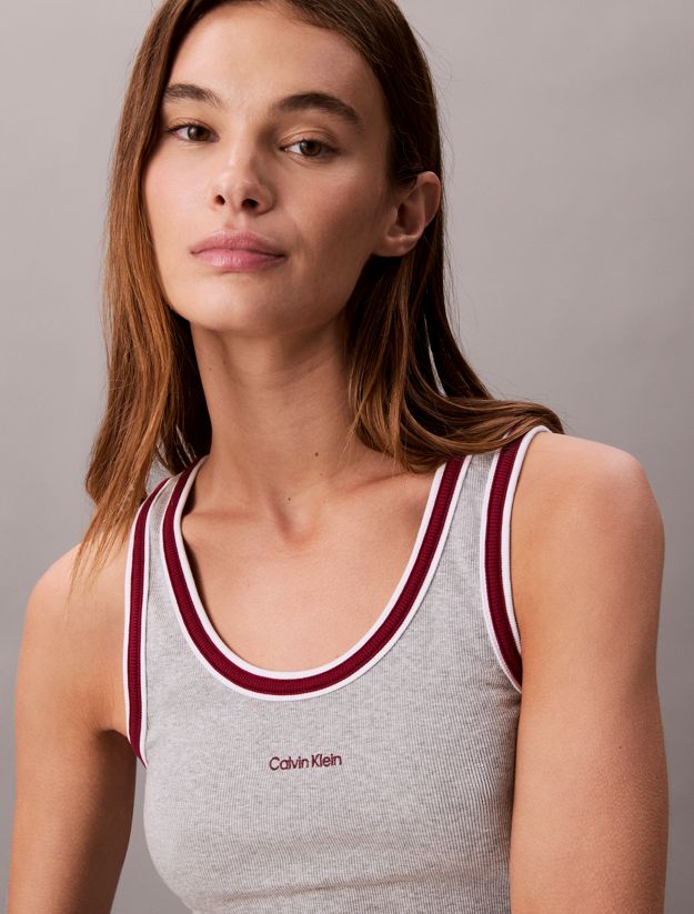 Contrast Trim Ribbed Logo Graphic Tank Top