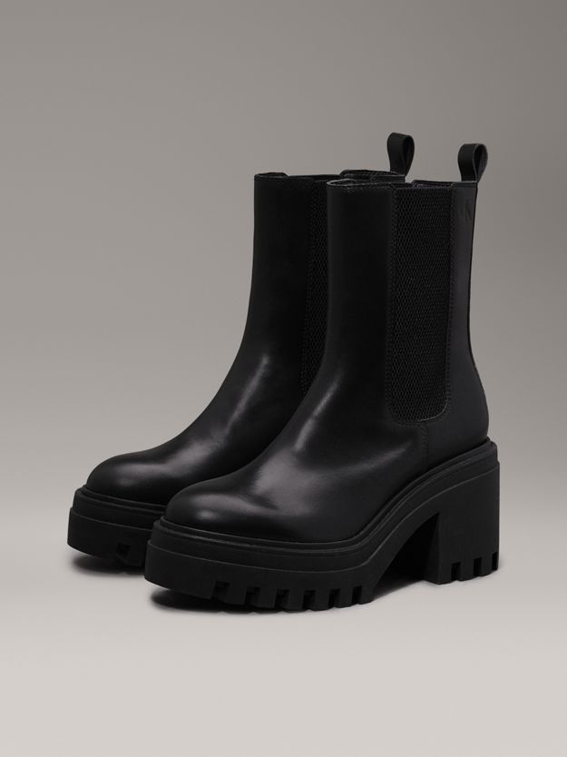 Leather Chunky Heeled Chelsea Boots