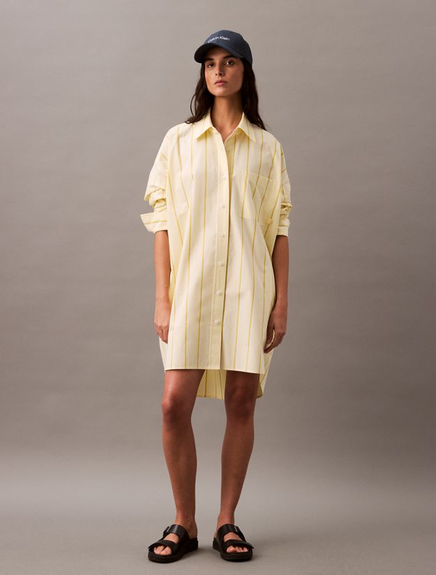 Relaxed Striped Cotton Shirt Dress
