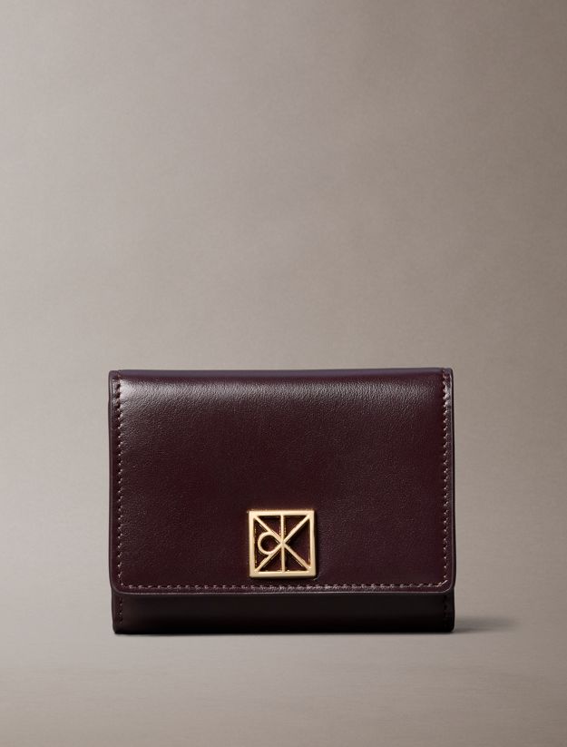Monogram Logo Emblem Leather Trifold Wallet