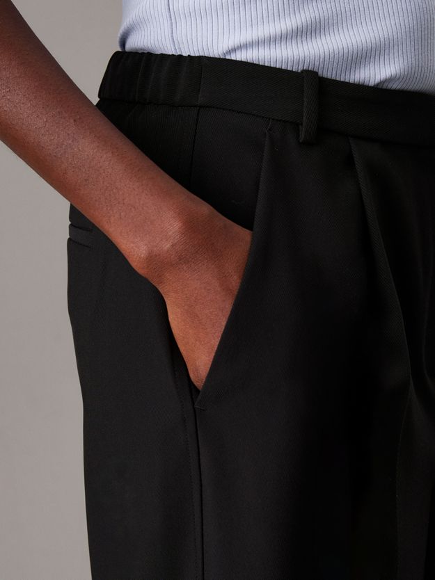Wide Leg Twill Trousers