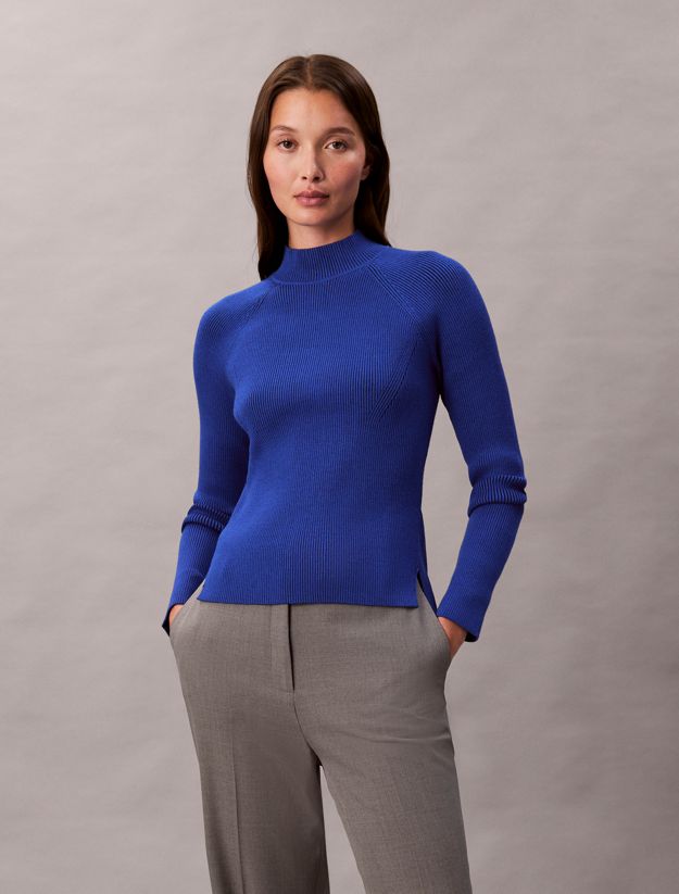 Tech Knit Ribbed Mock Neck Sweater