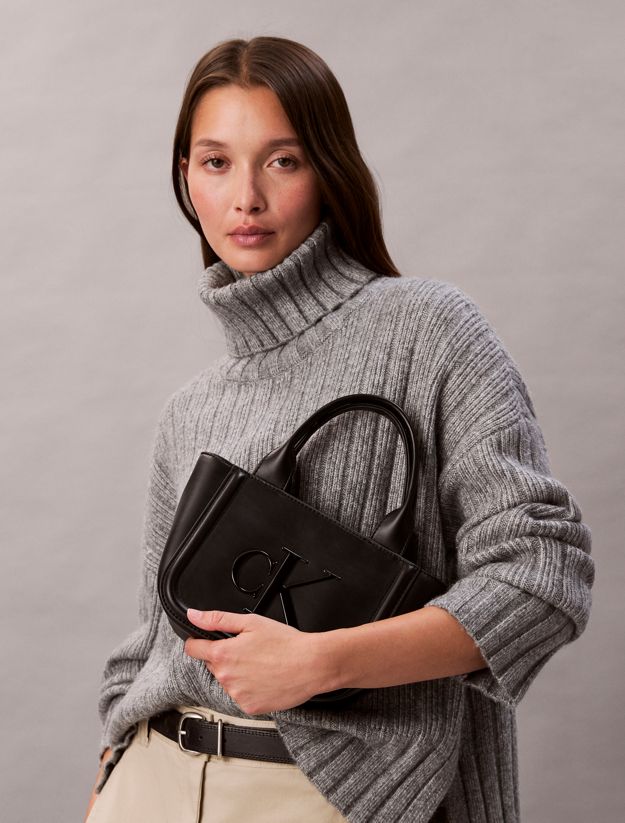 Embossed Monogram Logo Small Tote Bag