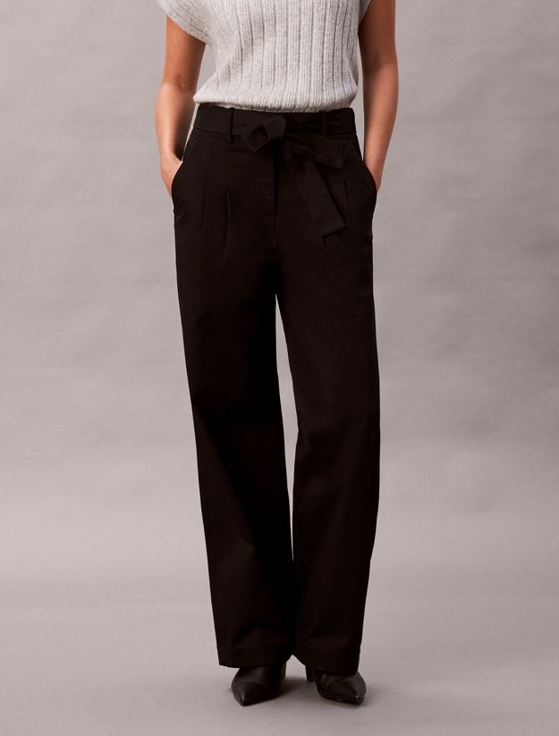Cotton Twill Belted Trousers