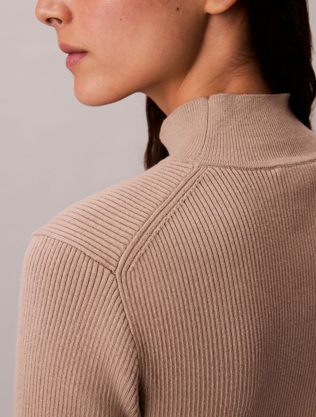 Cotton Knit Roll Neck Dress