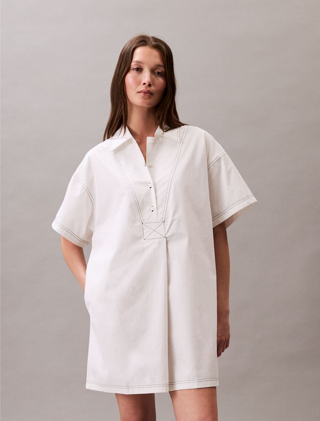 Cotton Twill Mini Shirt Dress