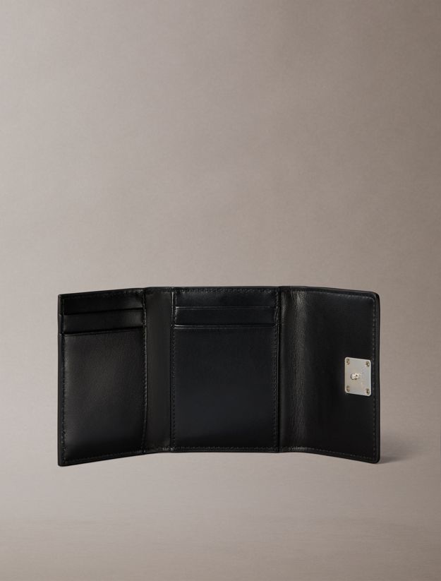 Monogram Logo Emblem Leather Trifold Wallet