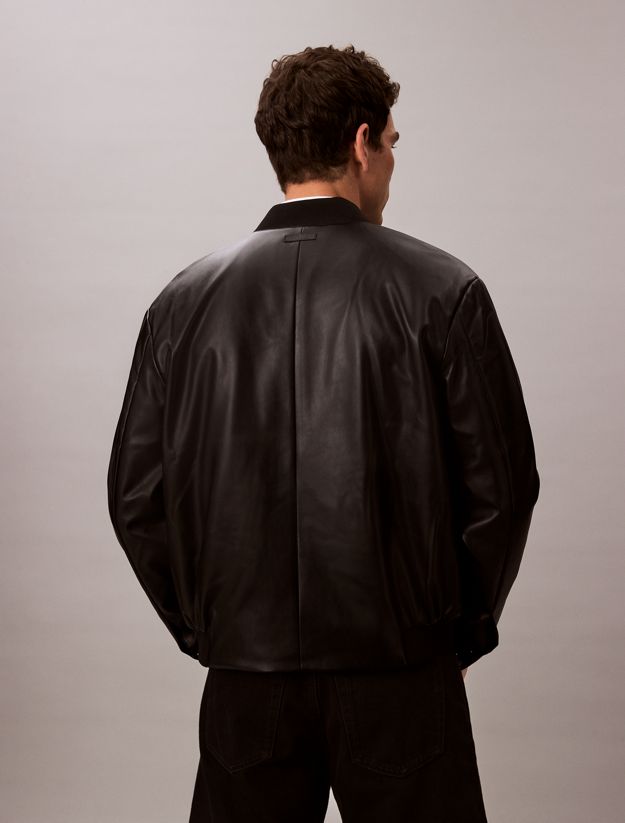 Faux Leather Bomber Jacket