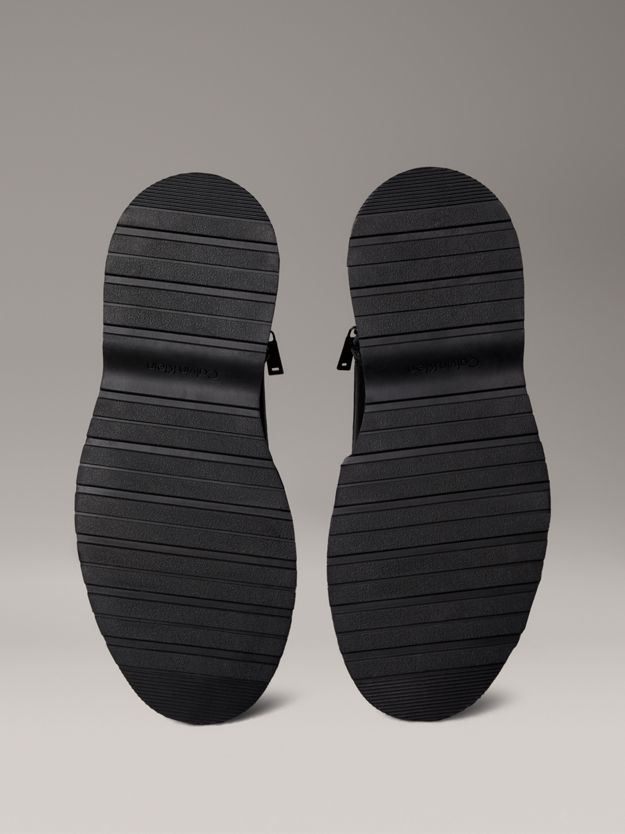 Leather Emblem Logo Lace-Up Zip Boots