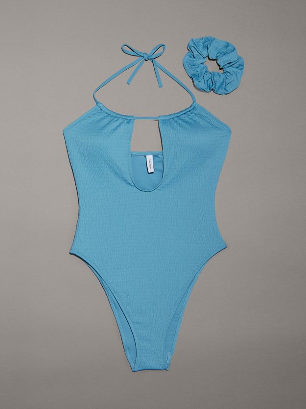Plunge Swimsuit - CK Monogram Texture