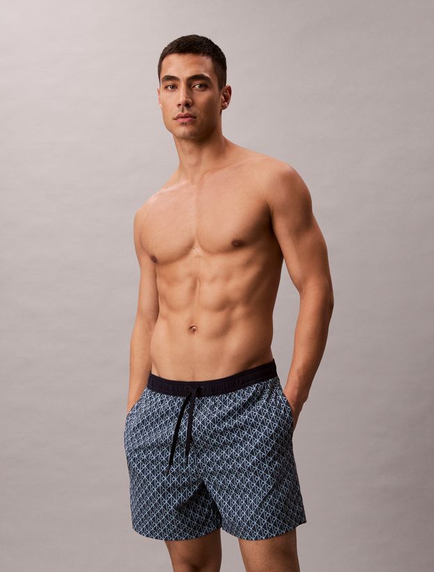 All-Over Logo Drawstring Swim Shorts - CK Icon