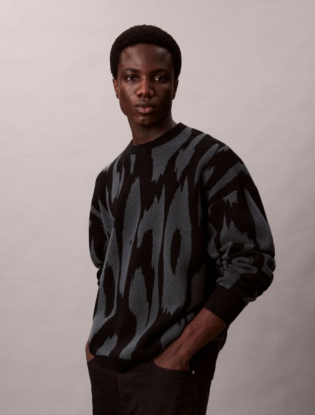 Print Jacquard Relaxed Sweater