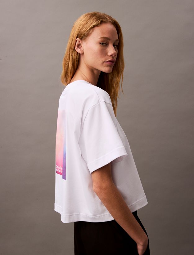Cropped Iridescent Print T-shirt