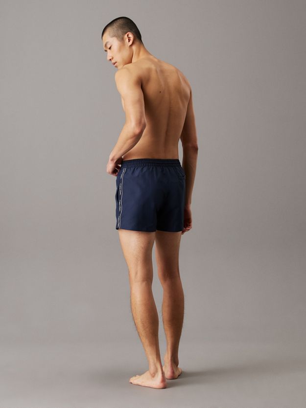 Short Drawstring Swim Shorts - Logo Tape