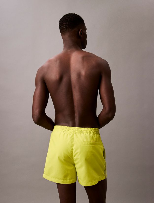 Short Drawstring Swim Shorts - Logo Tape