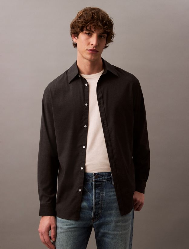 Relaxed Wool Blend Button-Down Shirt