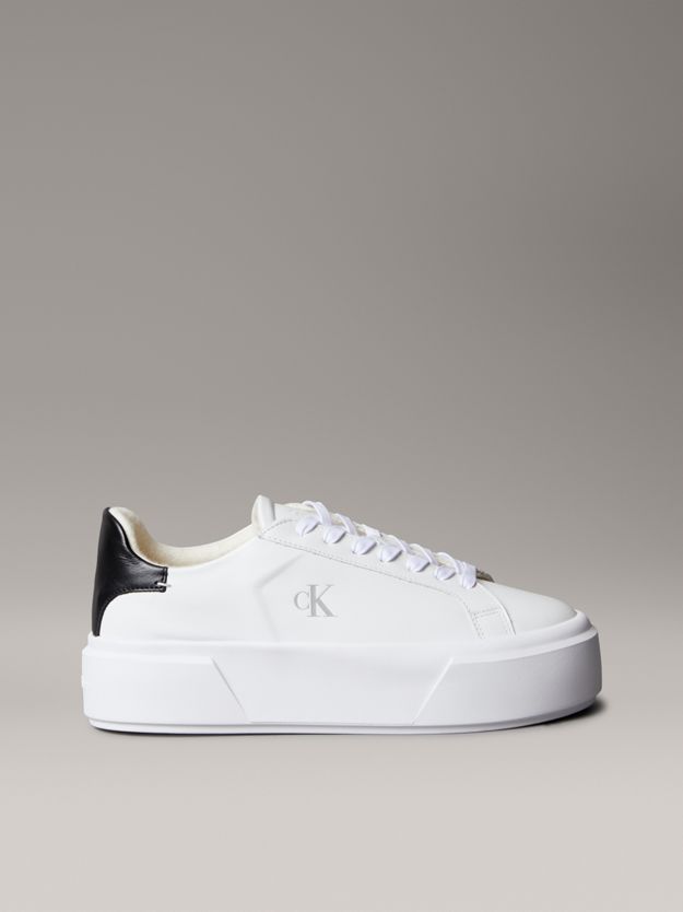 Leather Signature Logo Platform Trainers