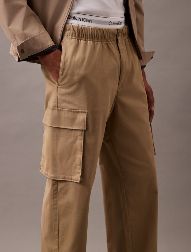 Cotton Stretch Straight Fit Cargo Trousers