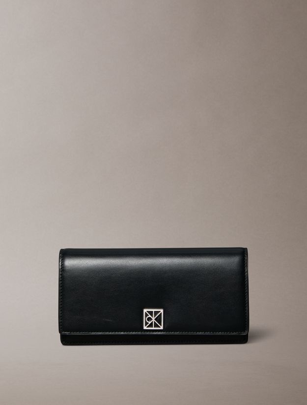 Monogram Logo Emblem Leather Bifold Wallet