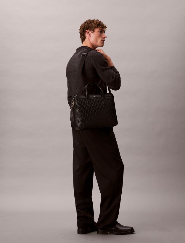 Embossed Monogram Logo Commuter Bag