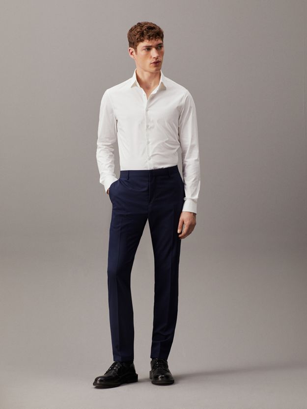Slim Wool Stretch Suit Trousers