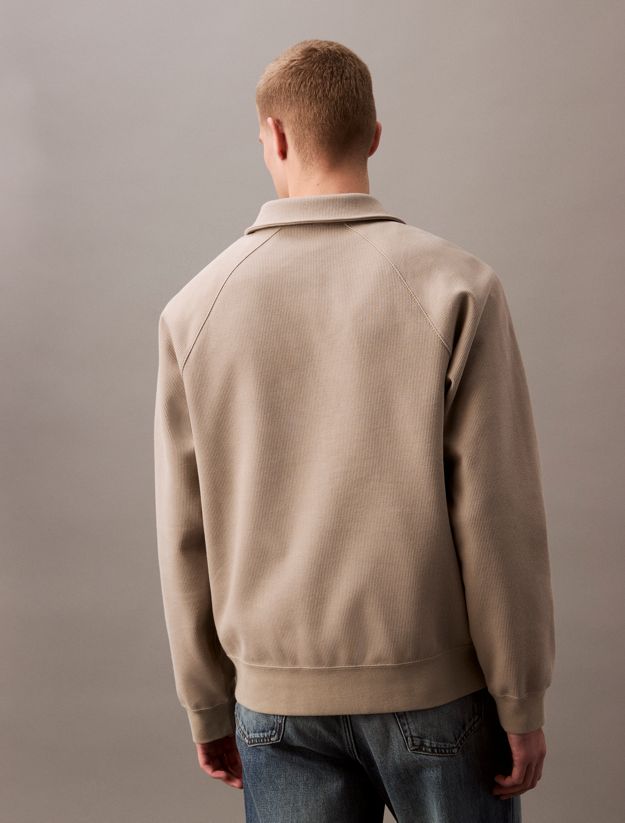 Double Rib Logo Zip Polo Shirt