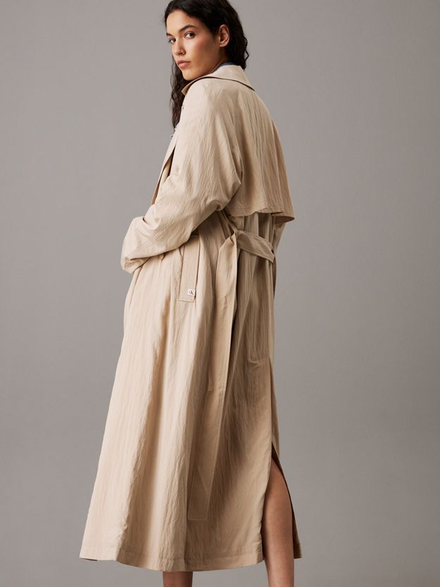 Soft Nylon Long Trench Coat