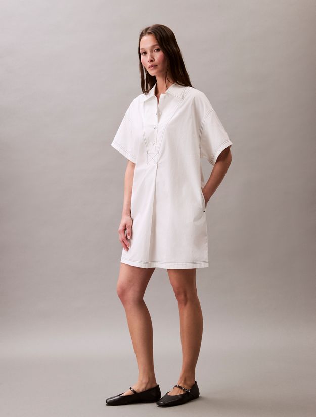 Cotton Twill Mini Shirt Dress