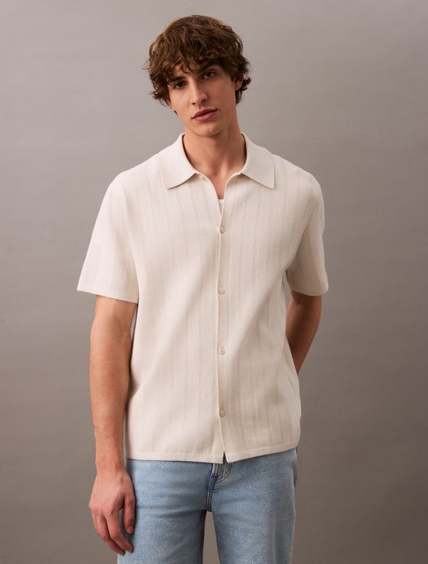 Jacquard Mesh Short Sleeve Shirt