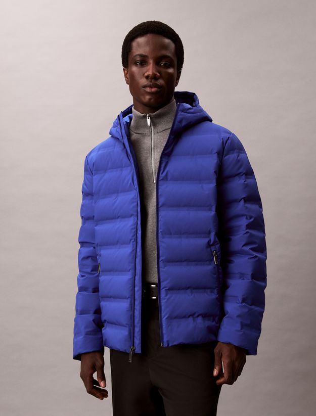 Packable Embossed Logo Quilted Puffer Jacket