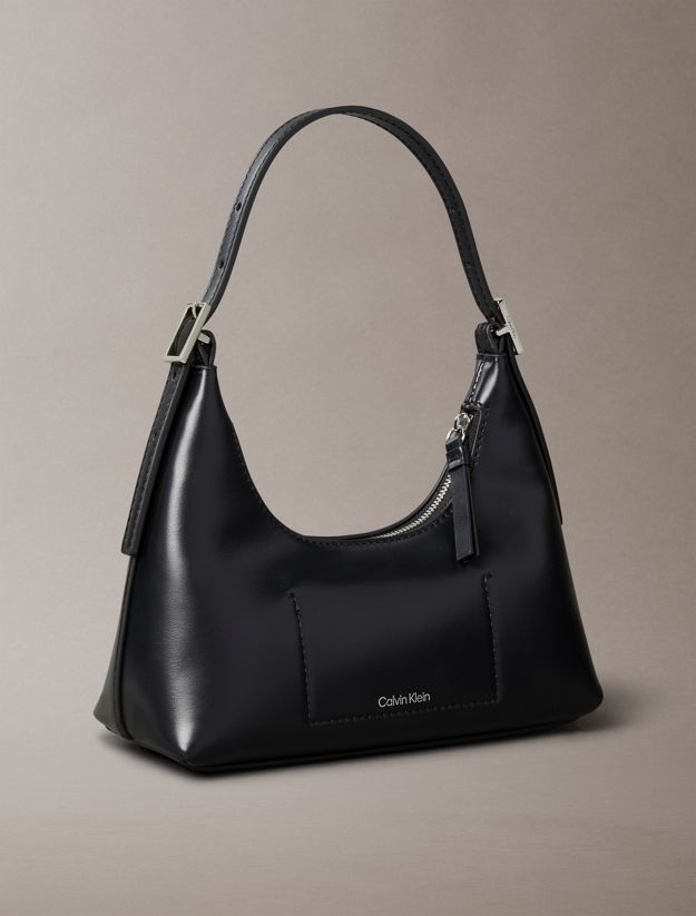 Monogram Logo Emblem Leather Small Shoulder Bag