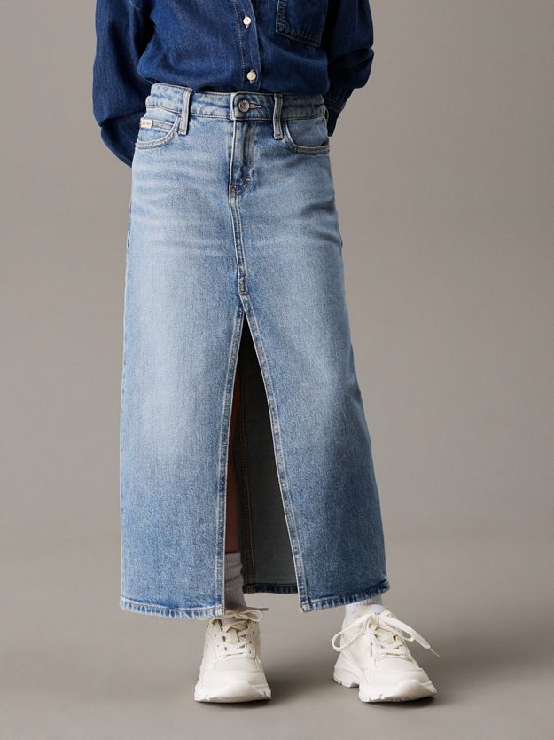 Straight Denim Maxi Skirt