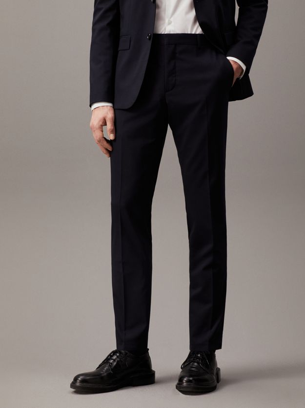 Slim Wool Stretch Suit Trousers