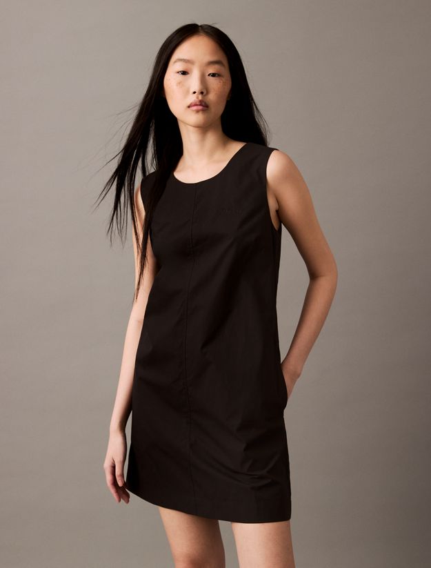 Sleeveless Cotton Poplin Mini Dress