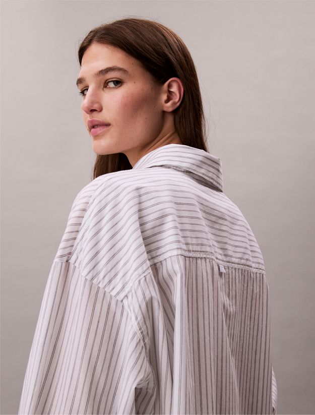 Cotton Poplin Pyjama Button-Down Shirt