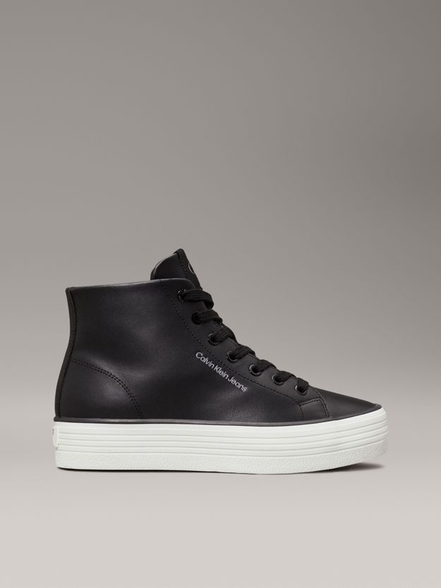 Leather Platform High-Top Trainers