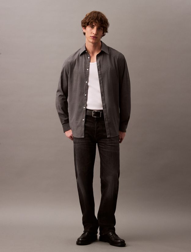 Relaxed Wool Blend Button-Down Shirt