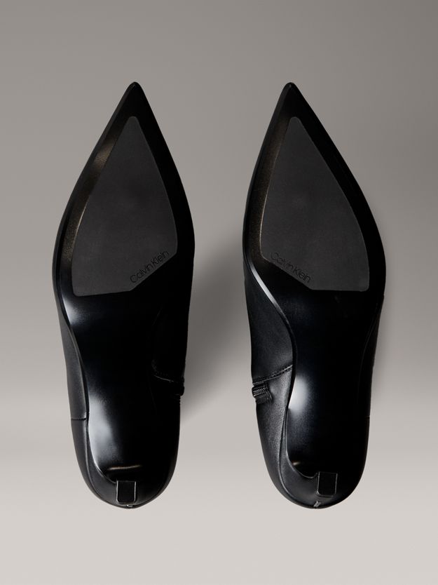 Leather Kitten Heel Zip Ankle Boots