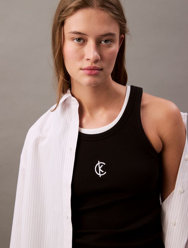 Ribbed Cotton Logo Tank Top
