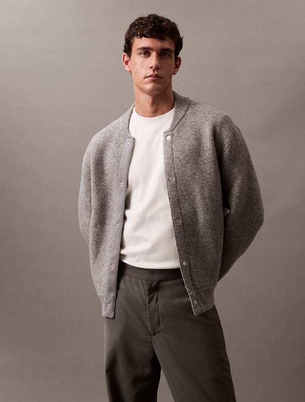 Boiled Wool Blend Bomber Jacket