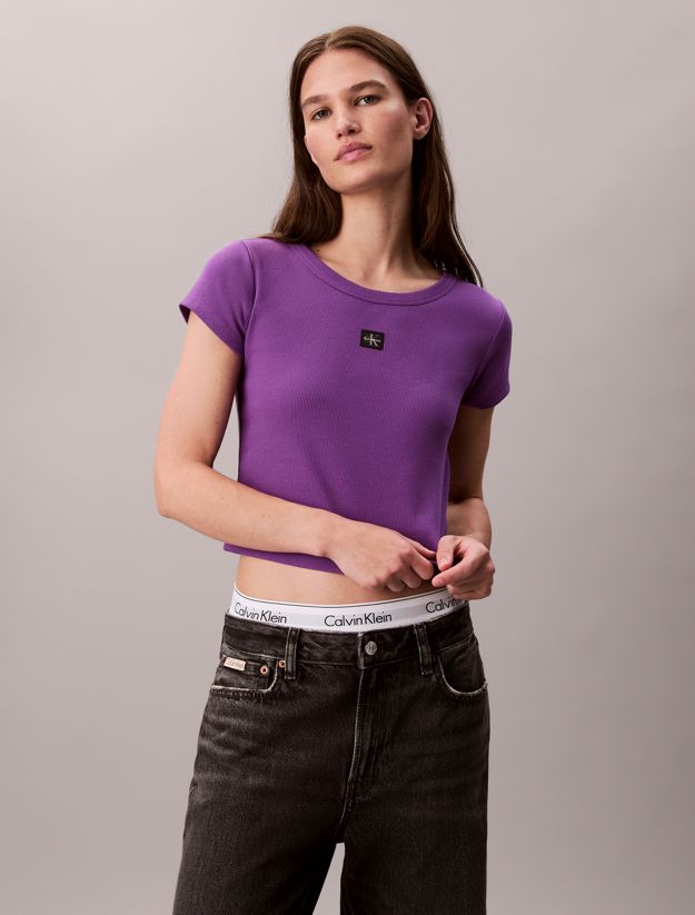 Slim Ribbed Cotton Badge T-shirt